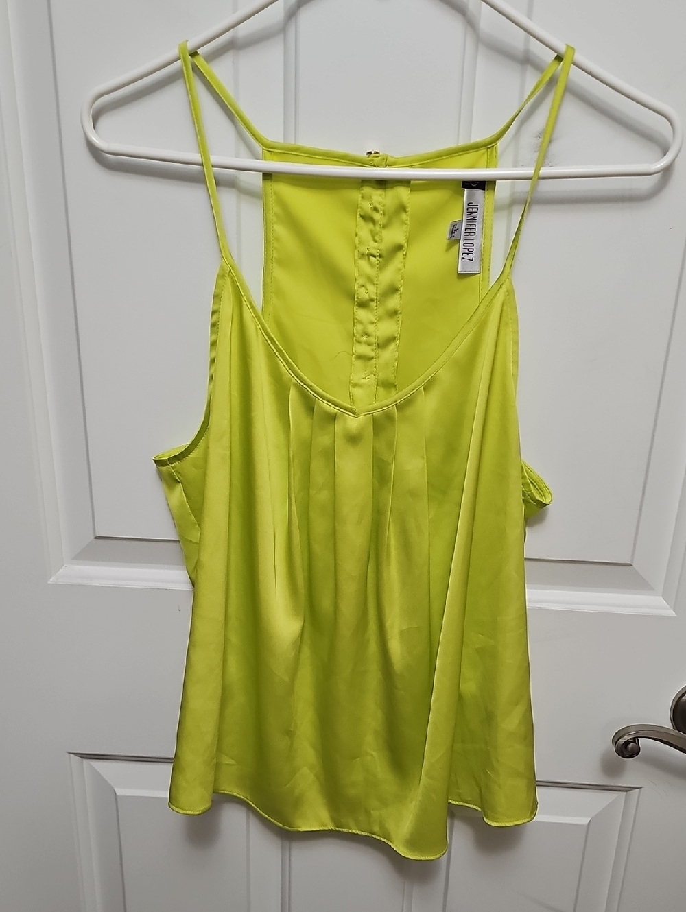 Women's J.LO New Without Tags Large Neon Lime Satin Camisole/ Spaghetti Straps